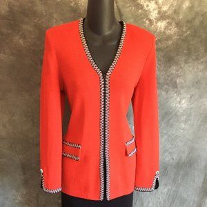 ST JOHN COLLECTION KNIT RED BLACK JACKET SIZE 2